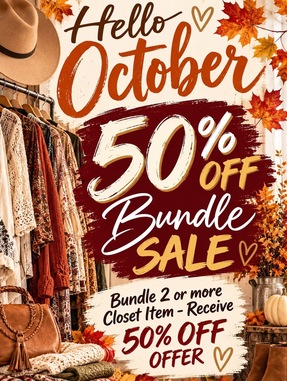 🤠 BUNDLE 2 & MORE CLOSET ITEMS, GET 50% OFF🤠
